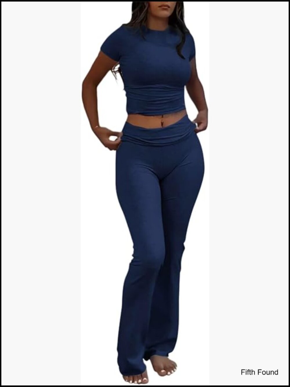 2 Piece Lounge Set Crop Top Flare Pants Pajama Outfit
